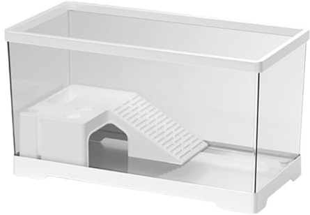JISADER Serbatoio per tartarughe Accessori per Habitat per tartarughe Scatola per tartarughe Nascondiglio Drenaggio inferiore Terrario per tartarughe Recinto, grande bianco