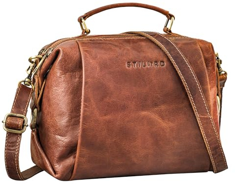 STILORD Vera Vintage Leder Umhängetasche Damen Handtasche klein Echtleder Tasche Retro Damenhandtaschen Antik Schultertasche Echtleder Farbe:sepia - braun