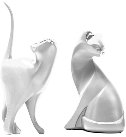 Skulptur Deko Modern Wohnzimmer, Skulpture Dekoration Wohnzimmer, Statue bücherregal Deko für Regal, Tisch Deko Büro Dekoration Wohnung Modern Sculpture, Katzen Schwänze Schmuck Organisator (Silber)
