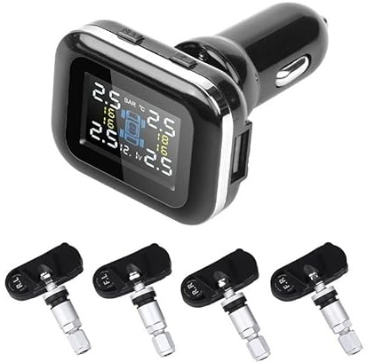 SkyjOy Tpms Sensores del Sistema de monitoreo de presión de neumáticos de Coche Sensor de Seguridad automático ángulo de visualización Ajustable Medidor Presion Neumaticos(Internal Sensor)