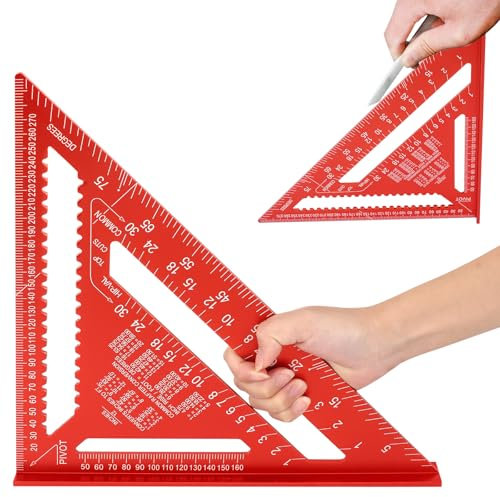 Zythrem Speed Square 12 Inch Rafter Metric Carpenters Aluminum Roofing Square - Builders Framing Triangle Ruler Protractor for Woodworking Angle Measuring Marking