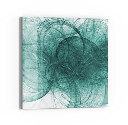 DEQORI Glas-Magnettafel | 50x50 cm cm groß | Motiv Wirbelndes Grün | Memo-Board aus Glas | Magnetboard inkl. Magnete, Stift & Tuch für Küche & Büro | Tafel magnetisch & beschreibbar