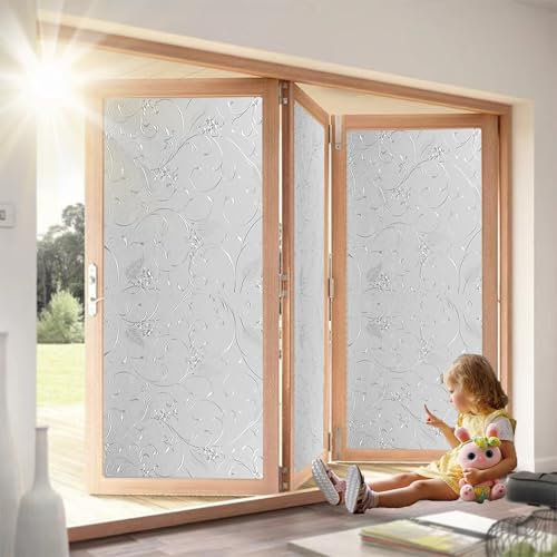 Fensterfolie Selbsthaftend 60 x 470 cm, Privatsphäre, Lichtdurchlässig, Statisch Haftend Nicht Klebend, Isolierfolie, Tönungsfolie Fenster Verspiegelte, Rebe