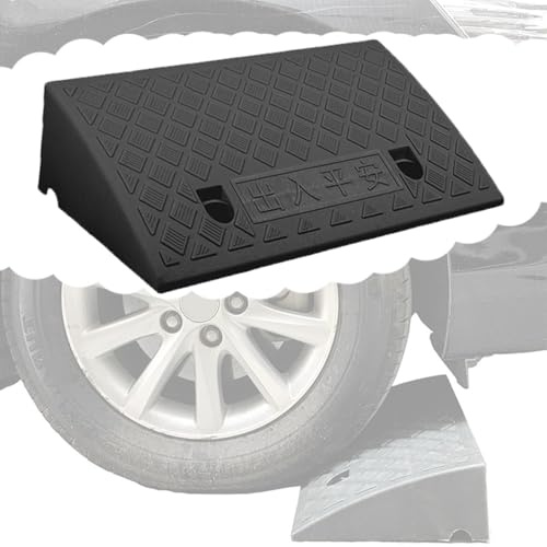 REDEXI Rampe en Plastique Portable Antidérapantes, Rampe De Bordure pour Seuil, Rampes Allée/Trottoir, Rampe D'accès De Porte 7 8 9 10 11 12 13 Cm Hauteur, Noir(49x27x7cm)