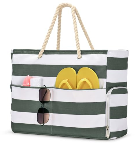 oscaurt Strandtasche XXL Familie Wasserdicht Tote Bag mit Reißverschluss Groß Einkaufstasche Badetasche Weekender Schwimmtasche Sporttasche Reisetasche Gym Bag