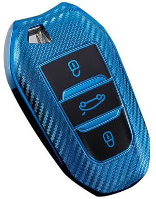 ontto Autoschlüssel Hülle Passt für Opel Grandland X Crossland X Corsa F Zafira Combo Astra Mokka-e Insignia für Jeep Avenger Benzina 2023 2024 3 Tasten TPU Schlüsselhülle Schlüsselgehäuse-B Blau