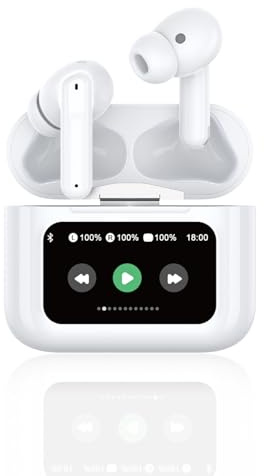 MU LIN Cuffie Bluetooth 5.4 con controllo a schermo tattile, riduzione del rumore ANC/ENC, autonomia di 40 ore, impermeabili IPX7, wireless in-ear, Ideali per musica, chiamate e sport