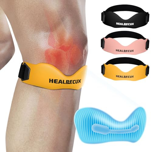 Healrecux Genouillère rotulienne pour le football, le basketball, la course, le tennis, les tendinites, le volley-ball et les squats, jaune