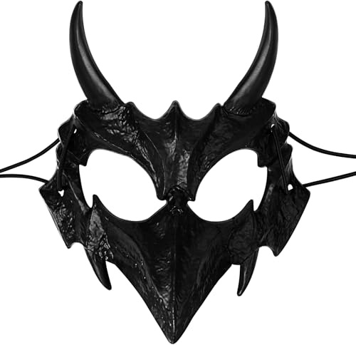 JewelryWe Masque Japonais Plastique Unisexe: Masques d'Horreur Crane Gothique Steampunk Réglable pour Anime Japonais Cosplay Déguisement Bal de Maquillage Mascarade Animal - Cadeau Halloween