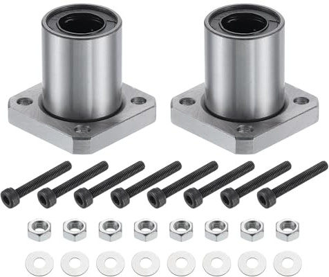 QUARKZMAN 2pz LMK13-UU Cuscinetti Lineari A Sfere Flangia Rotonda Nichelati | Foro 13mm Diametro Esterno 23mm Lunghezza 32mm, Per Macchine CNC Stampanti 3D, Con Viti