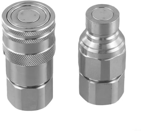 Entgoinggo Conector rápido hidráulico, diseño plano FF para NPT 1, 4, 3, 8, 1, 2, 3, 4, conectores de acero al carbono, adaptadores de equipos industriales