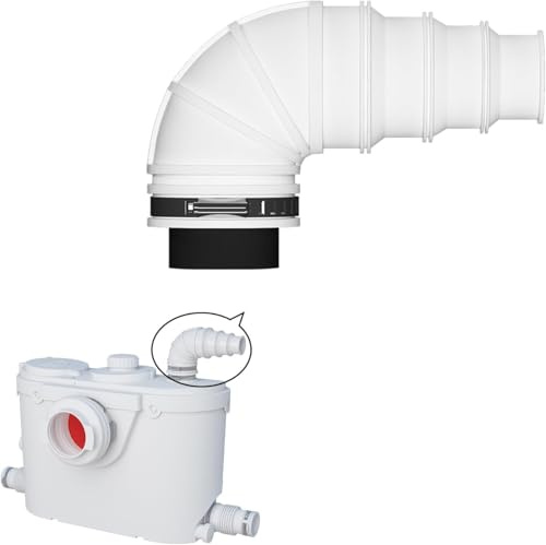 40 mm Rückschlagklappe für Abwasserpumpe, verhindert Rückfluss von Abwasser, kompatibel mit Hebeanlage WC, einfach zu installieren，90° Winkelstück mit Stufentülle und Schlauchschelle