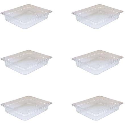 AcMax 6 contenitori GN 1/2 in policarbonato GN, 4 litri, profondità 65 mm, Gastronorm