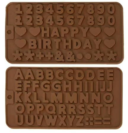 Lot de 4 moules à Chocolat en Silicone avec Lettres et Chiffres, pour gâteaux et pépites de Chocolat, 2 Lettres de l'alphabet