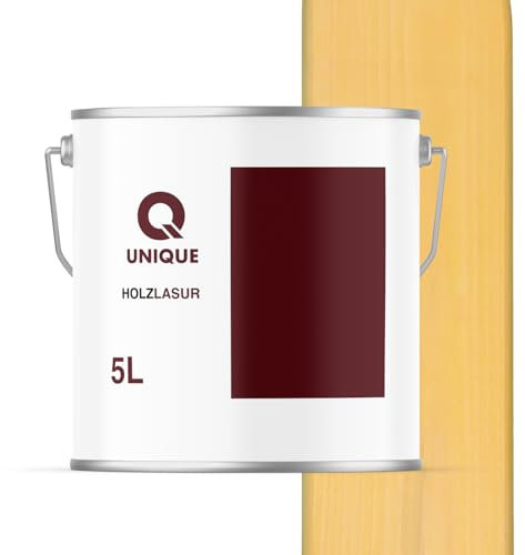 Q UNIQUE Holzlasur Satin 5L | Holzschutz & Farbe für außen & innen | Farbe: Kiefern | Für Garten, Zäune, Fassaden, Möbel