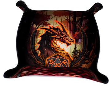 Premium Würfeltablett mit Zierleisten - Im Dunkeln leuchten Red Dragon