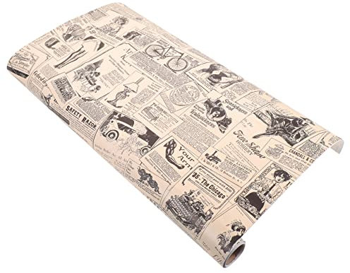 WHAMVOX Papel Pintado Autoadhesivo Vintage De Periódico Retro 45x297 Cm Adhesivo Removible Para Decoración De Paredes De Sala De Estar y Bricolaje –