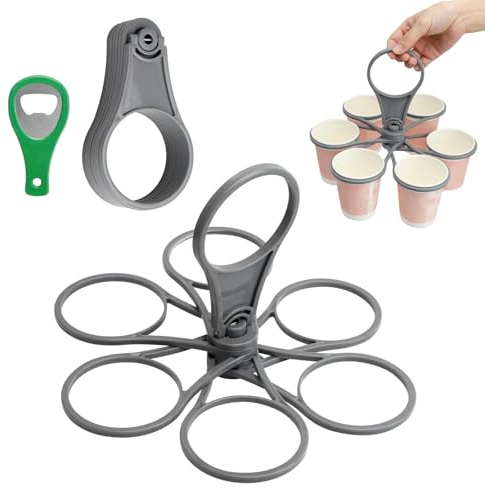 APOMOONS 2 stycken dryckeshållare med handtag, vikbar mugghållare, kaffehållare, Akrylnitrilbutadienstyren, Grå | Festival mugg hållare kopphållare mugghållare mugghållare strand kaffebärare dryckeshållare för semester sammankomster
