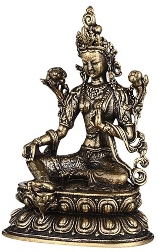 MAGICLULU Statua Del Buddha Tara in Ottone Ornamento Retrò Per Tempio Decorazione Da Tavolo Per Ufficio e Soggiorno