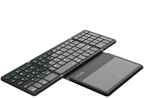 Uqezagpa Foldable Wireless Keyboard with Large Touchpad and Numeric Keypad Auto Sleep for Tablets, Smartphones,