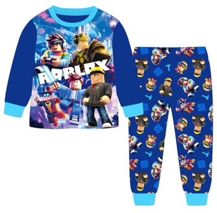shumintaojin Kids Boys' pajamas set Game Cartoon Girl's clothing set fashion Sleepwear Long sleeved T-shirt+pants 5-12Years (UK, Age, 9 Years, 10 Years, Regular, Style 4)