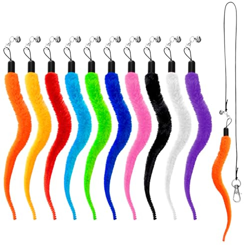 Tweruna 10-pack mask kattleksaker, luddig kattmask leksak med klocka, interaktiva katttrollspö tillbehör leksaker för teaser lek och jaga träning med kattunge