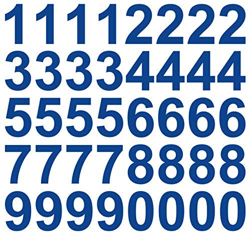 kleb-Drauf | 40 Zahlen, Höhe je 10 cm | Blau - glänzend | Wandtattoo Wandaufkleber Wandsticker Aufkleber Sticker | Wohnzimmer Schlafzimmer Kinderzimmer Küche Bad | Deko Wände Glas Fenster Tür Fliese