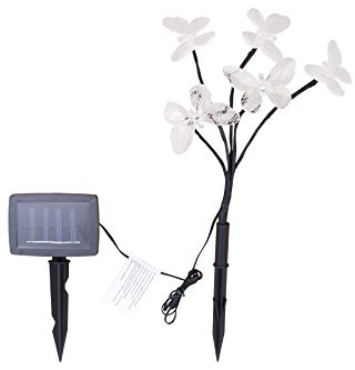 hellum Schmetterling solar, Solarlichter für außen mit 5 warmweiße LED, solar Schmetterlinge Erdspiess, Solarlampen für außen Garten, LED Lampe mit Gartenstäben 350142