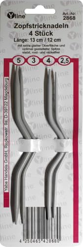 Set di 4 ferri da maglia a treccia, spessore 2,5 – 3,0 – 4,0 – 5,0 mm/lunghezza 12/13 cm, aghi per maglieria, accessori per maglieria, sl, 2868
