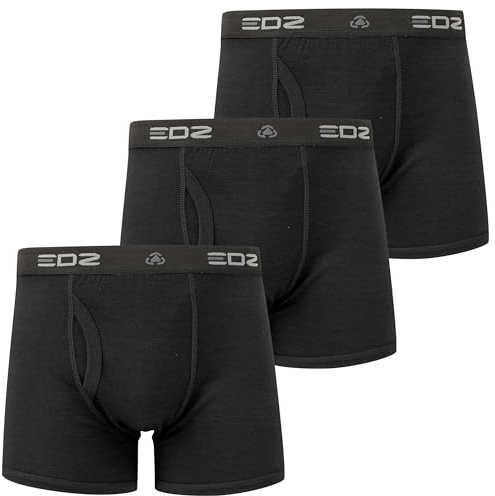 EDZ Meriino Wool Boxer Shorts (3 Pack) (UK, Alpha, XL, Regular, Regular, Black)