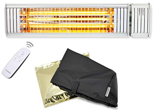 VASNER Appino 20 + AirCape – Infrarot Heizstrahler mit Abdeckhaube 2000 Watt Bluetooth fähiger Strahler Fernbedienung & App Steuerung Infrarotstrahler für den Außenbereich (Weiß)