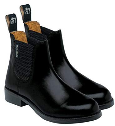 Harry Hall Women's Jodhpur Boot - Leather Lining, Cushioned Sole, Elastic Gusset - Ankle Height for Riding & Competition - Black - Durable Resin Rubber Sole - Size 3