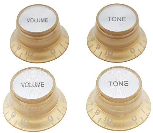 Musiclily Kunststoff Metrisch 2 Volume &2 Tone Potikopf Set für Les Paul oder Epiphone Style Gitarre, Gold