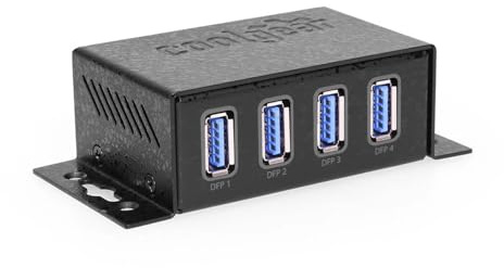 Coolgear 3.2 Gen 1 USB Hub - 4 Port USB Hub with 5Gbps Data Transfers, Mountable Metal Housing, 5V Power Adapter, ESD Surge Protection, Bus or Self Powered