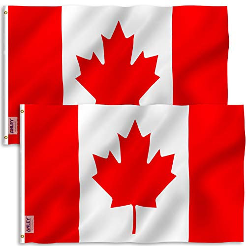 ANLEY Confezione da 2 bandiera Canada Fly Breeze 3x5 piedi - Resistente ai colori e allo scolorimento UV - Intestazione in tela e doppia cucitura - Bandiere nazionali canadesi Poliestere