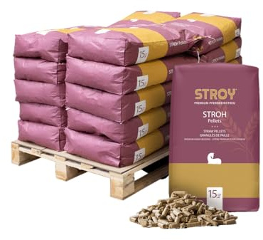 Strohpellets Einstreu Pellets Stroh Tier Streu Pellet Für Großtier Kleintier Pferde Stall Box Paddock 15kg x 20 Sack 300kg / 1 Palette