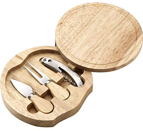 noTrash2003 Käse Set mit Käsegabel und Besteck mit Kellnermesser aus Edelstahl mit Holzgriffen