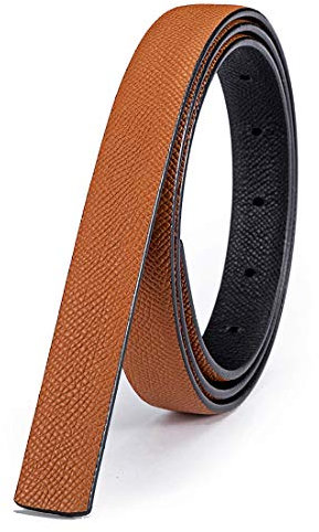 Vatee's Damen Reversible Echtleder Ersatzgurt ohne Schnalle 20mm breit Verstellbar 100cm lang Erde Gelb/Schwarz