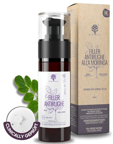 RedMoringa Serum gegen Falten – 98% natürlich – reine Hyaluronsäure und Moringa Gesicht – 30 ml – hergestellt in Italien