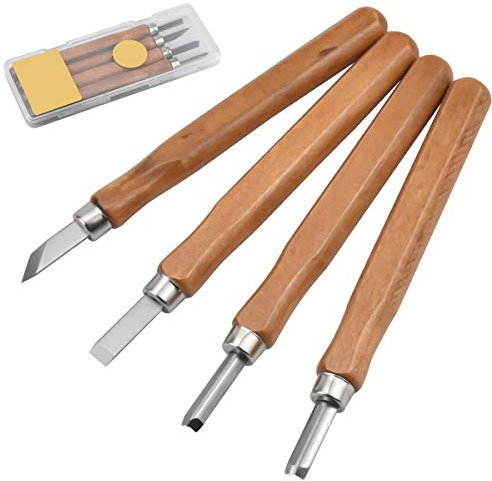kissral 4 Pezzi Kit di Strumenti per Intaglio Coltello da Intaglio per Principianti e Professionisti