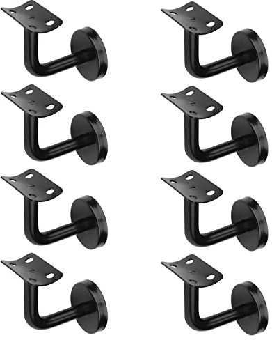 TSSS Handlaufhalter 8 Stück,Edelstahl 201, schwarz, für runde Holz- und Metallhandläufe, Tragfähigkeit bis 60 kg
