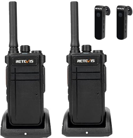Retevis RB637 Funkgerät, Bluetooth Walkie Talkie, Bluetooth-Kopfhörer | Kabellose Kopie, Typ-C, Wiederaufladbares Langstrecken Walkie Talkie zum Radfahren (Schwarz, 2 Stück)
