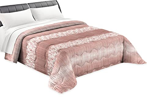 Tata Home Trapunta Invernale Singola Imbottita 300 gr/mq Caldo Piumone Misura 160x260 cm Fantasia Mosaico Moderno in Italy Colore Rosa Cipria