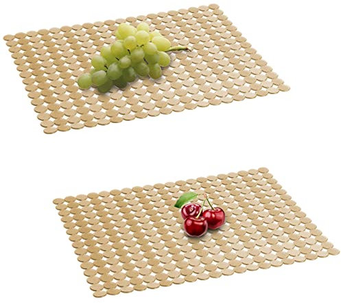 Qulable 2 Stück Küchenspüle Matte für Edelstahl/Keramik-Spülbecken, PVC, umweltfreundliche Schutzfolien für den Boden der Küchenspüle, verstellbar, Punkte-Design, 11.8x15.7 cm (Bronze)