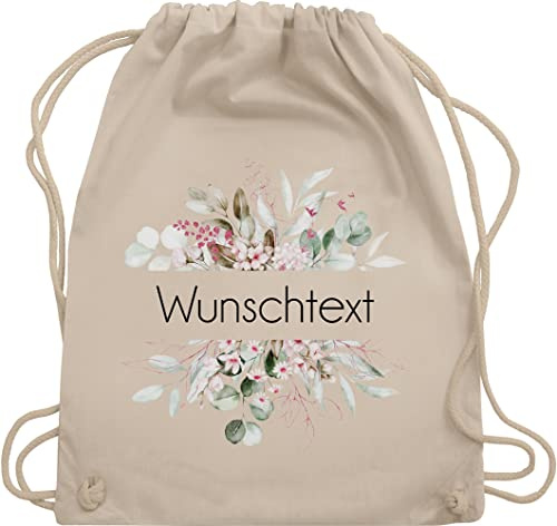 Turnbeutel Rucksack - Aufdruck selbst gestalten - Wunschtext I Geschenk personalisiert I Geschenk Weihnachten - Unisize - Naturweiß - beutel kita stoffbeutel name personalisierte blume turnsack