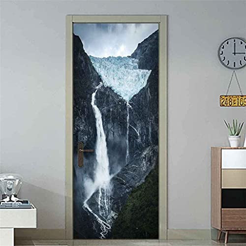 Türfolie Türtapete Türposter Selbstklebend 3D Fototapete Klebefolie Tür Mit Motiv Türaufkleber Kinderzimmer Wasserfall Berg Naturlandschaft 77 X 200 Cm