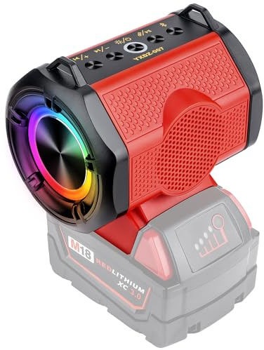 Taingwei Haut-Parleur Portable sans Fil pour Milwaukee M18 18v Battery, Petit Haut-Parleur sans Fil pour Les Chantiers, la Maison et Les fêtes (Batterie Non Incluse)