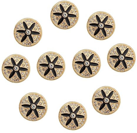 1 Satz 10 Stk Metallknöpfe Goldrand Knöpfe für Kleidung Blumenverzierungen aus Strass 25mm weihnachtsdeko Mantelknopf aus Wolle Bekleidungszubehör runden schmücken Strasssteine