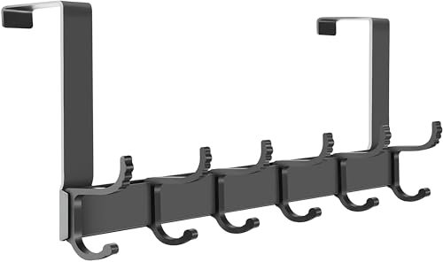 NPFVKSA Appendi Abiti Per Porte Appendini Da Porta-12 Ganci Porta Abiti Da Porta Regolabile Attaccapanni Dietro Porta Adatto Famiglia Ufficio (Grigio scuro)