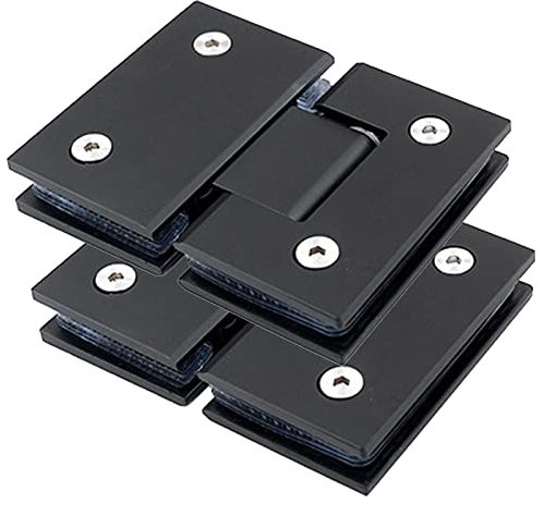 Charnières pour portes de douche sans cadre, Pince de charnière de porte en verre, 2 pièces charnières de porte en verre en acier inoxydable 304, pinces de verre de salle de bain bidirectionnelles noi